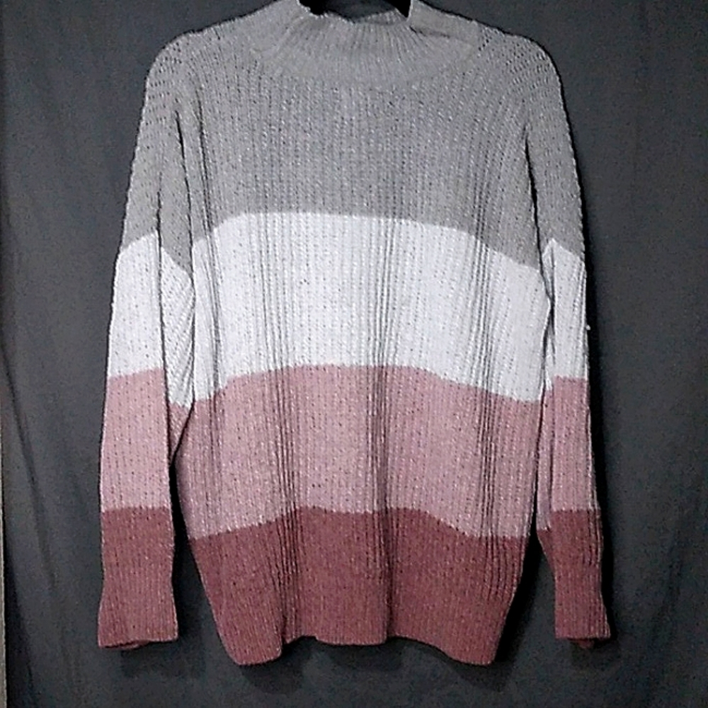 Hippie Rose L Grey White Pink Sweater